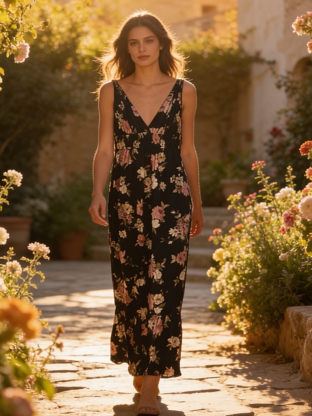 Inspired hearts NWT black floral maxi dress, unique tassel strap,festival vibe